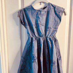 Tea Collection Casual Striped Dress in Blue and Gray